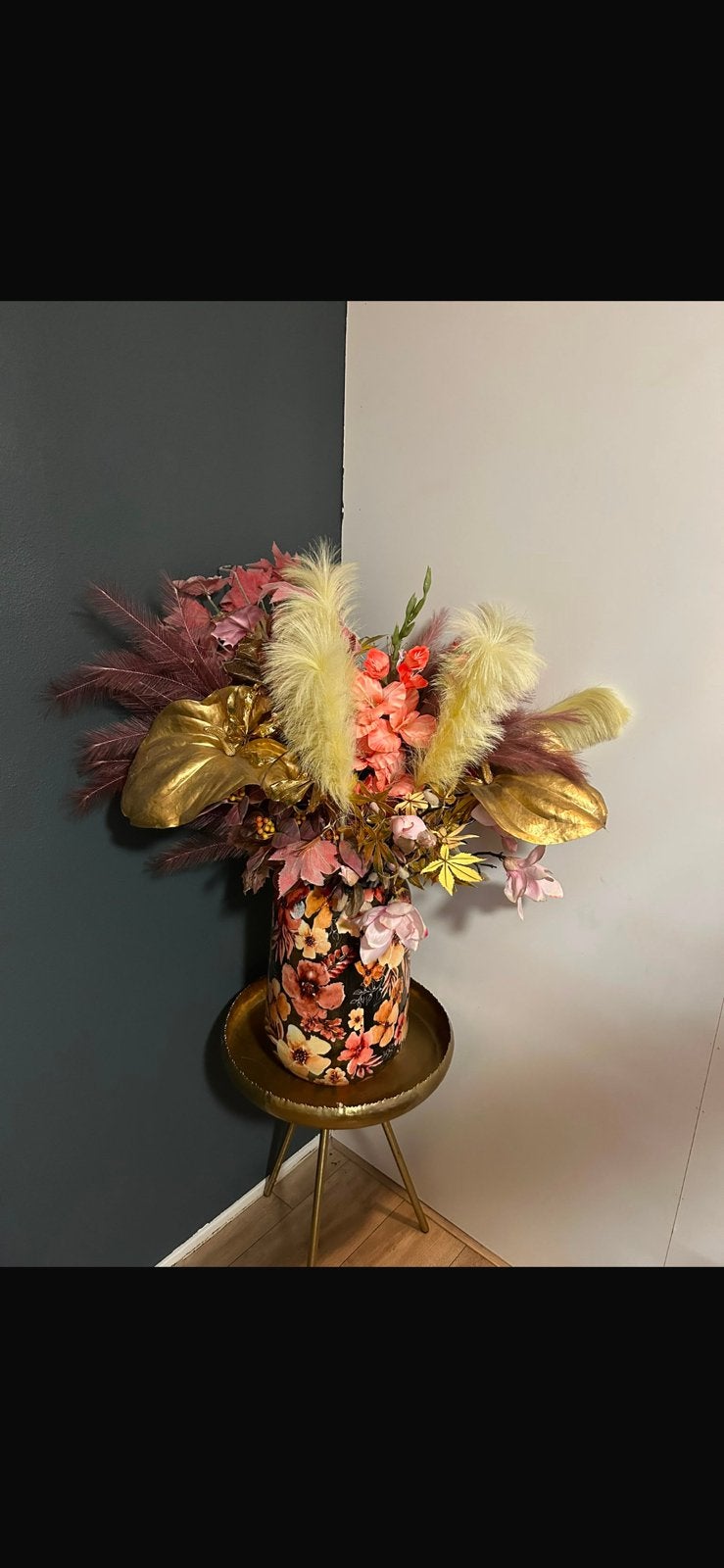 Een zeer mooie grote opgemaakte bloempot met bloemen, Ophalen, Overige materialen, Rondom opgemaakt, Zo goed als nieuw