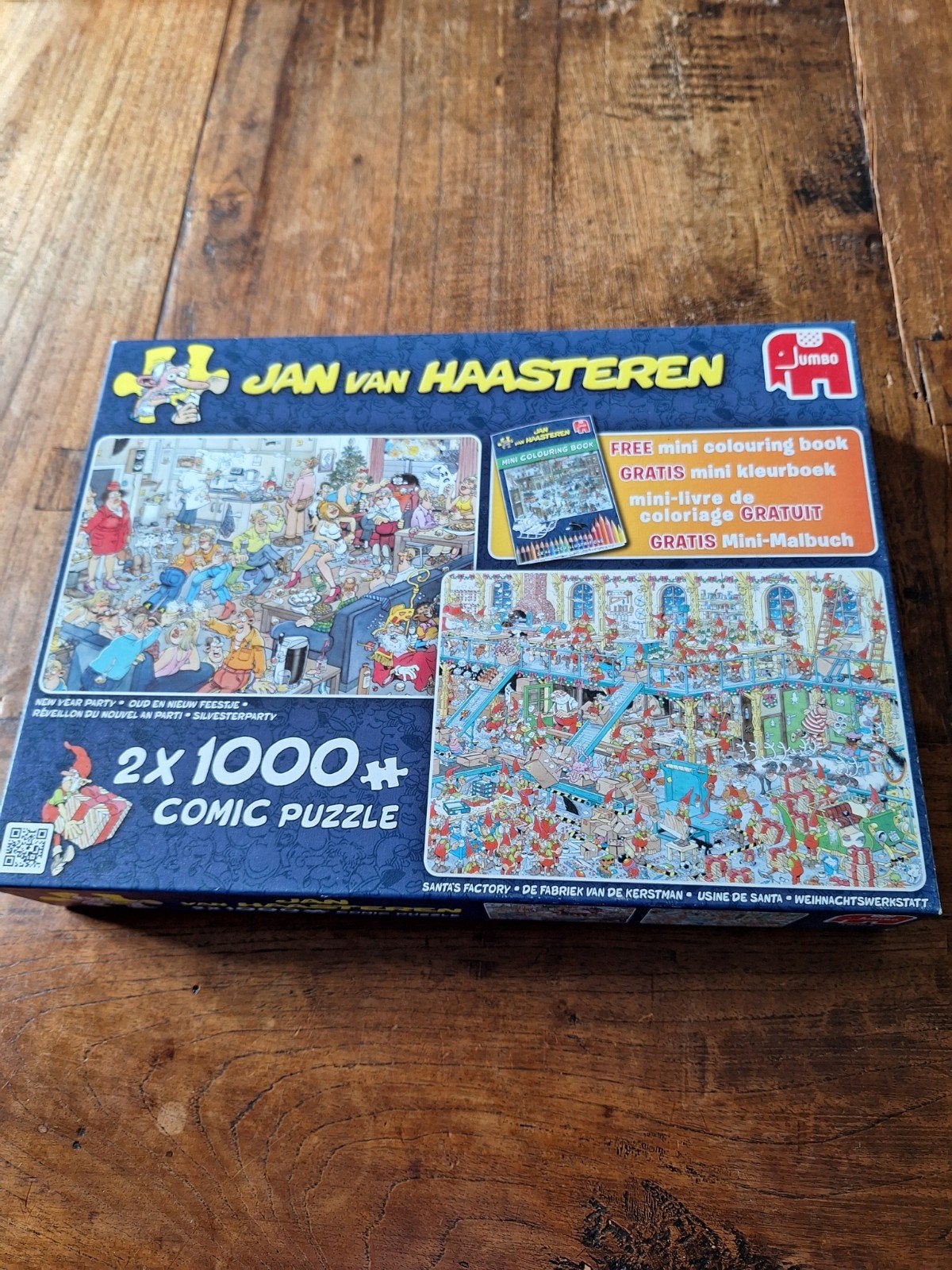 Jan van Haasteren 2x 1000 stukjes Oud en Nieuwfeestje,De fab, Ophalen of Verzenden, 500 t/m 1500 stukjes, Zo goed als nieuw