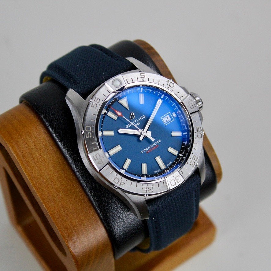 Breitling Avenger - A17328 - Full Set, Leer, Staal, Breitling, Polshorloge