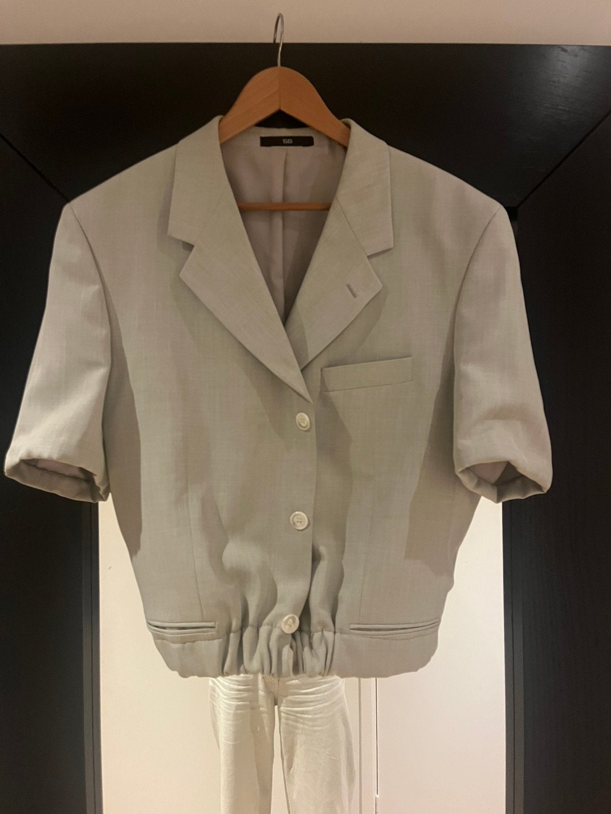 Colbert jasje custom made grijs/beige blazer, Ophalen of Verzenden, Zo goed als nieuw, Beige