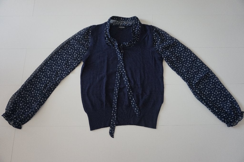 Trui / spencer blouse Papaya blauw wit bloemen mt 38 / M, Kleding | Dames, Maat 38/40 (M), Blauw, Ophalen of Verzenden, Zo goed als nieuw