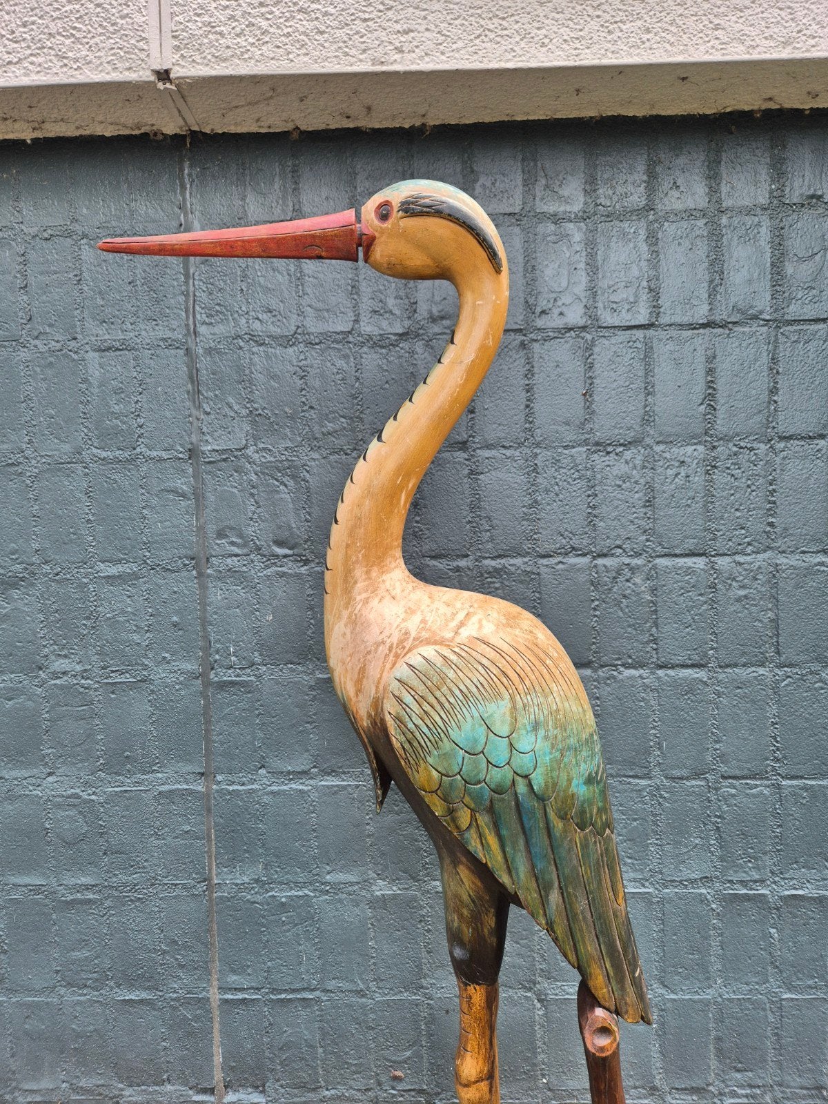 Groot houten vogel sculptuur, Antiek en Kunst, Kunst | Beelden en Houtsnijwerken, Ophalen of Verzenden