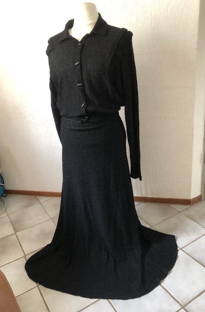vintage mantelpak - Top Dress Seeler - XS - dun bouclé, Kostuum of Pak, Zwart, Ophalen of Verzenden, Zo goed als nieuw