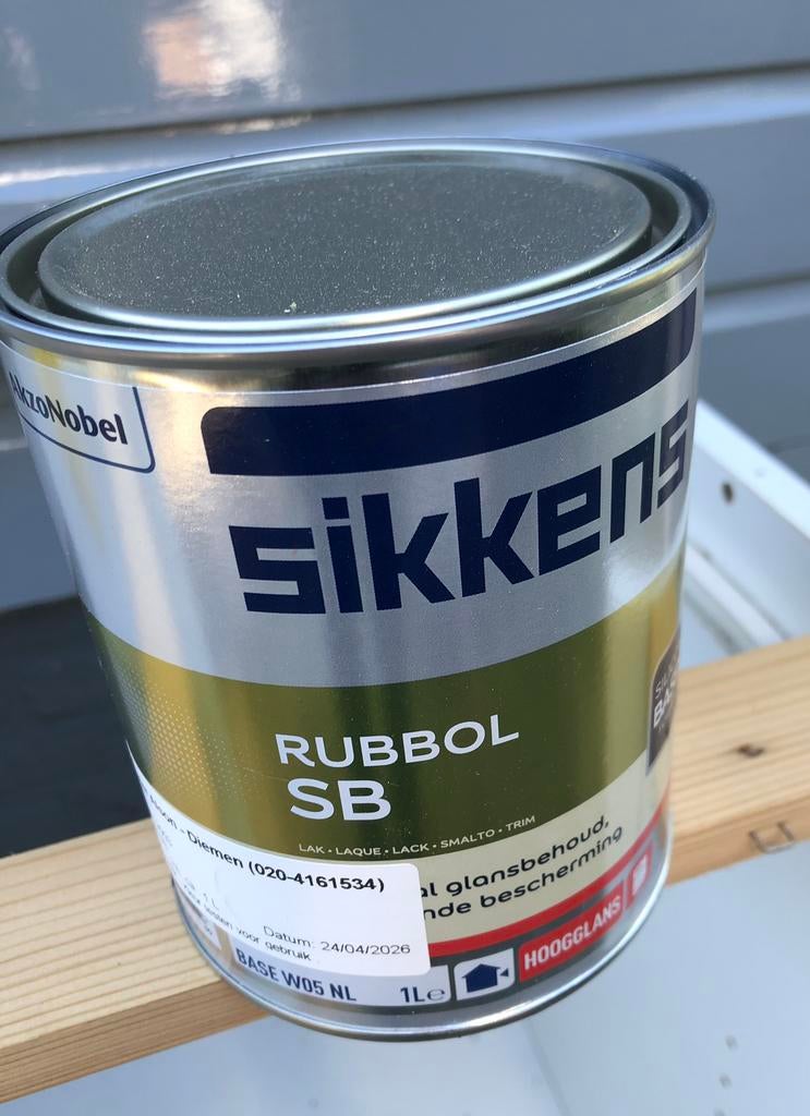 Sikkens Rubbol SB hoogglans 2 x 1 liter, Doe-het-zelf en Verbouw, Verf, Beits en Lak, Wit, Nieuw, Ophalen of Verzenden, Lak