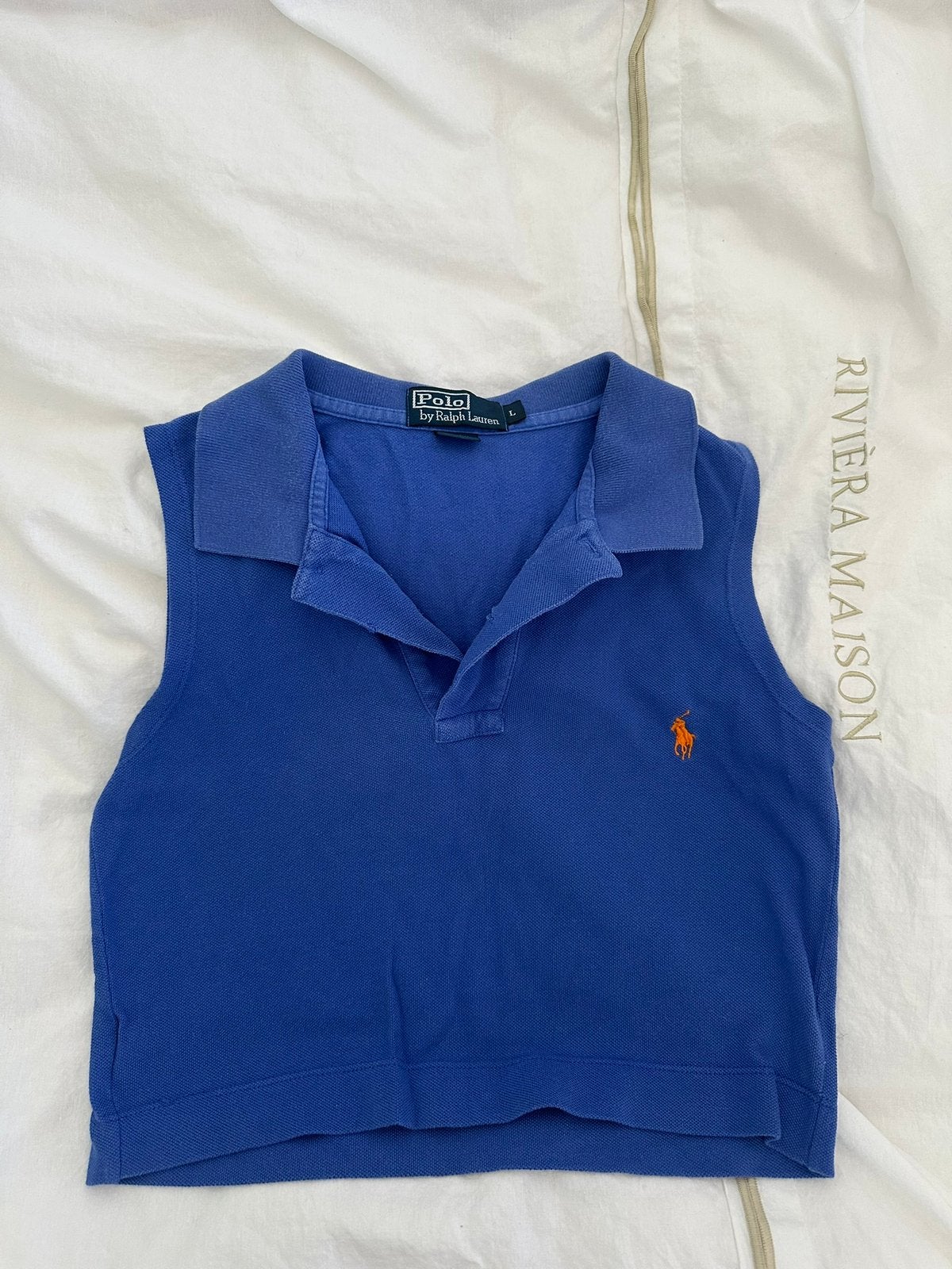Ralph Lauren polo top maat L, Maat 38/40 (M), Blauw, Ophalen of Verzenden, Zo goed als nieuw