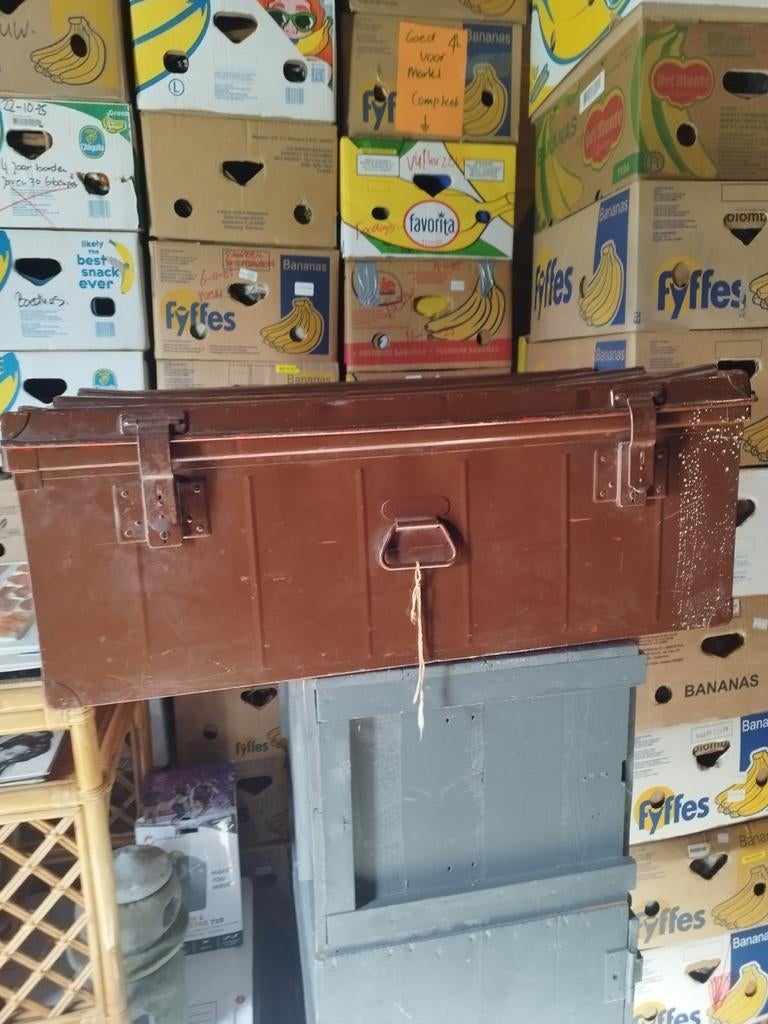 Vintage stalen transport kist, Ophalen of Verzenden, Gebruikt, 60 cm of meer