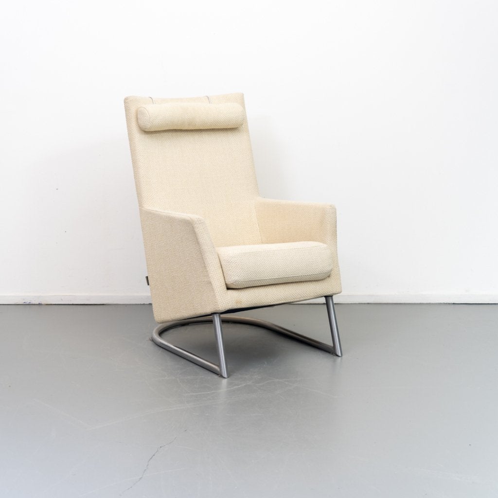 Montis Madonna Fauteuil Crème/Wit Stof - Metaal Sledepoot, Niet ingevuld, Zo goed als nieuw, Niet ingevuld, Niet ingevuld