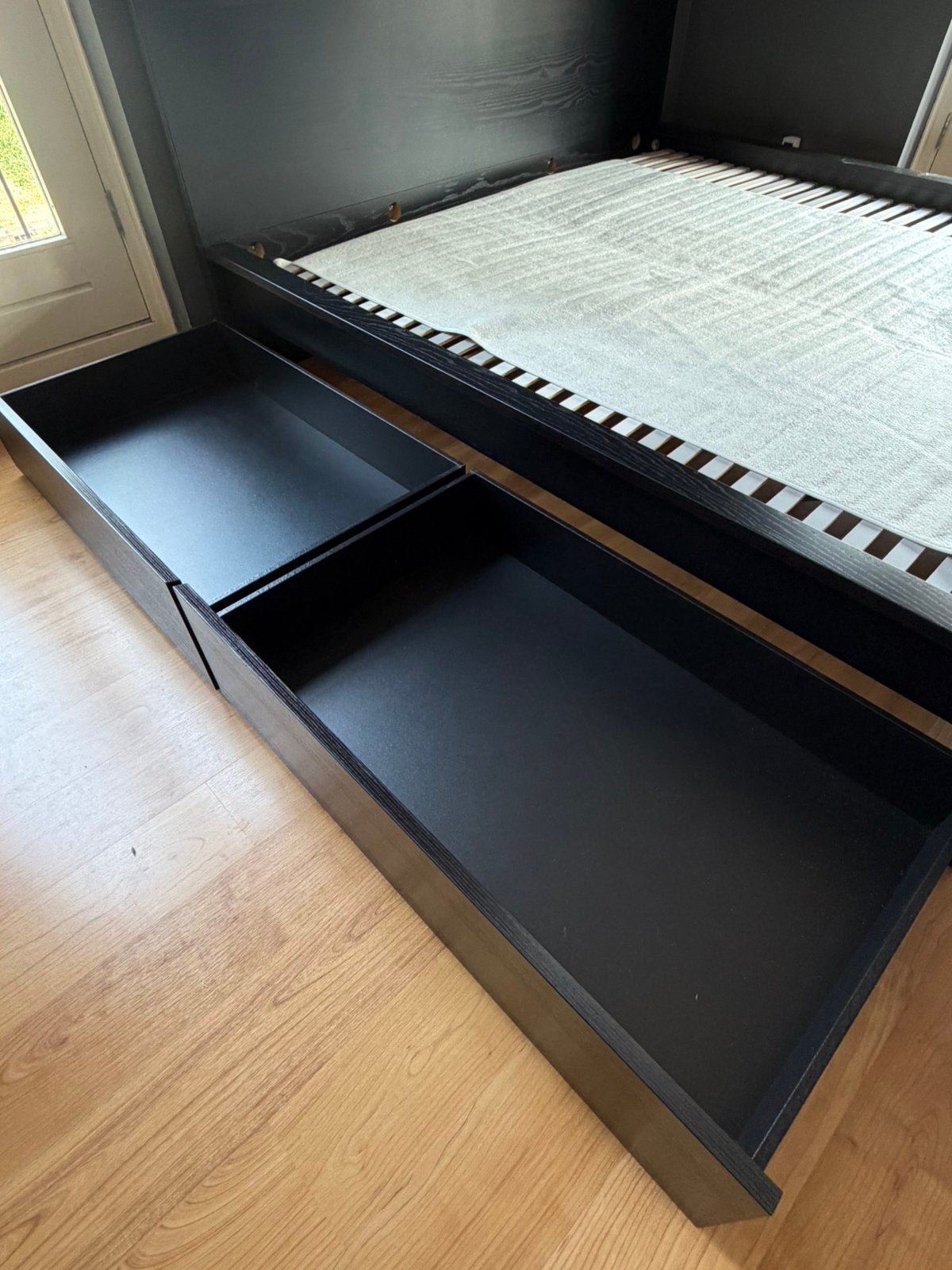 Bedlades MALM IKEA, Ophalen, 70 cm of minder, Zwart, Tweepersoons