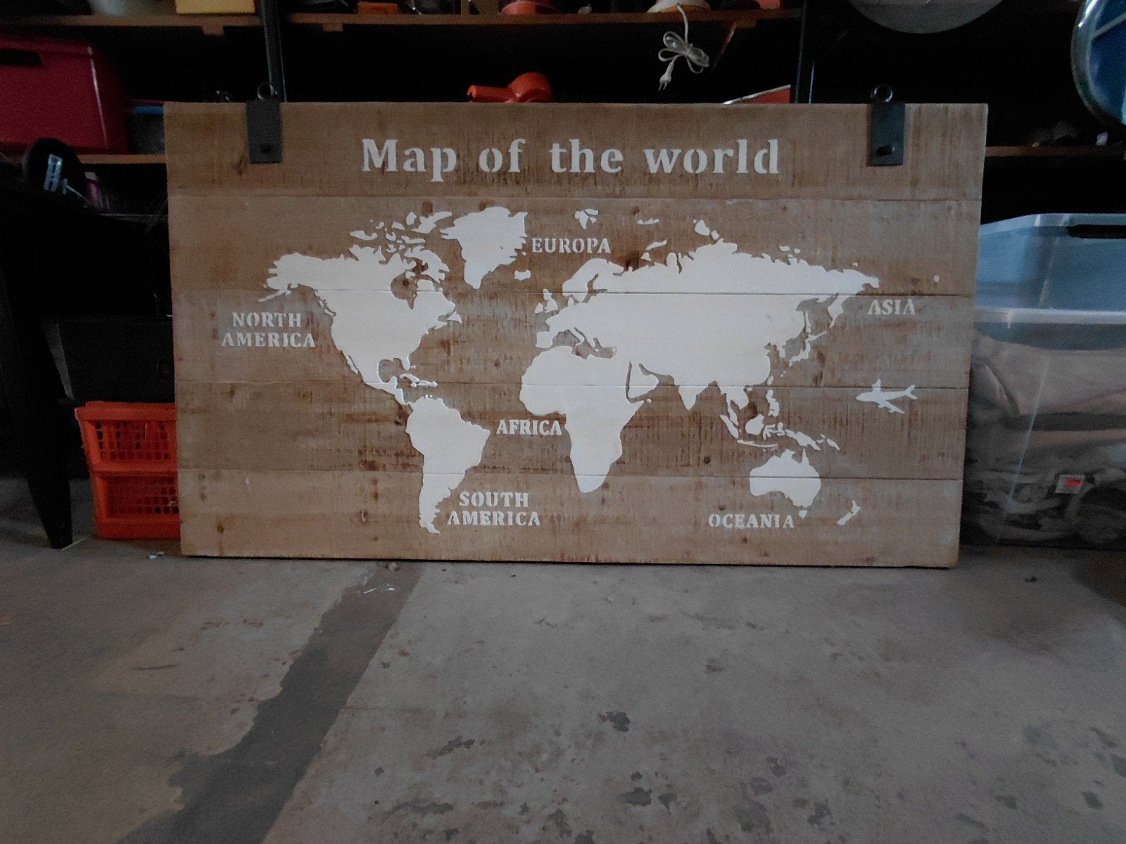 wereldkaart op hout, Ophalen, Nieuw, 125 cm of meer, Schilderij