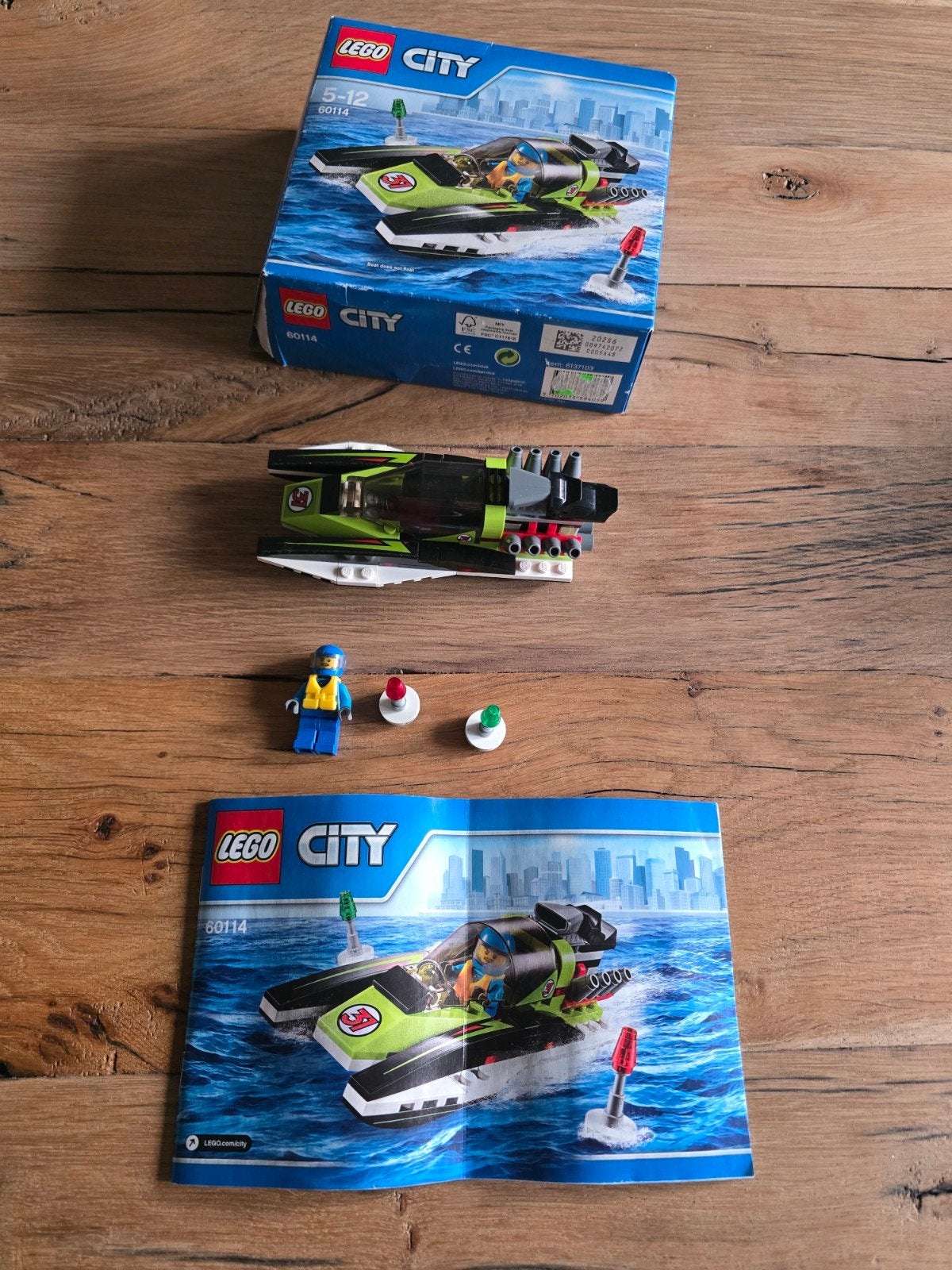Lego City 60114 Raceboot met doos en instructies, City, Lego, Ophalen of Verzenden, Zo goed als nieuw