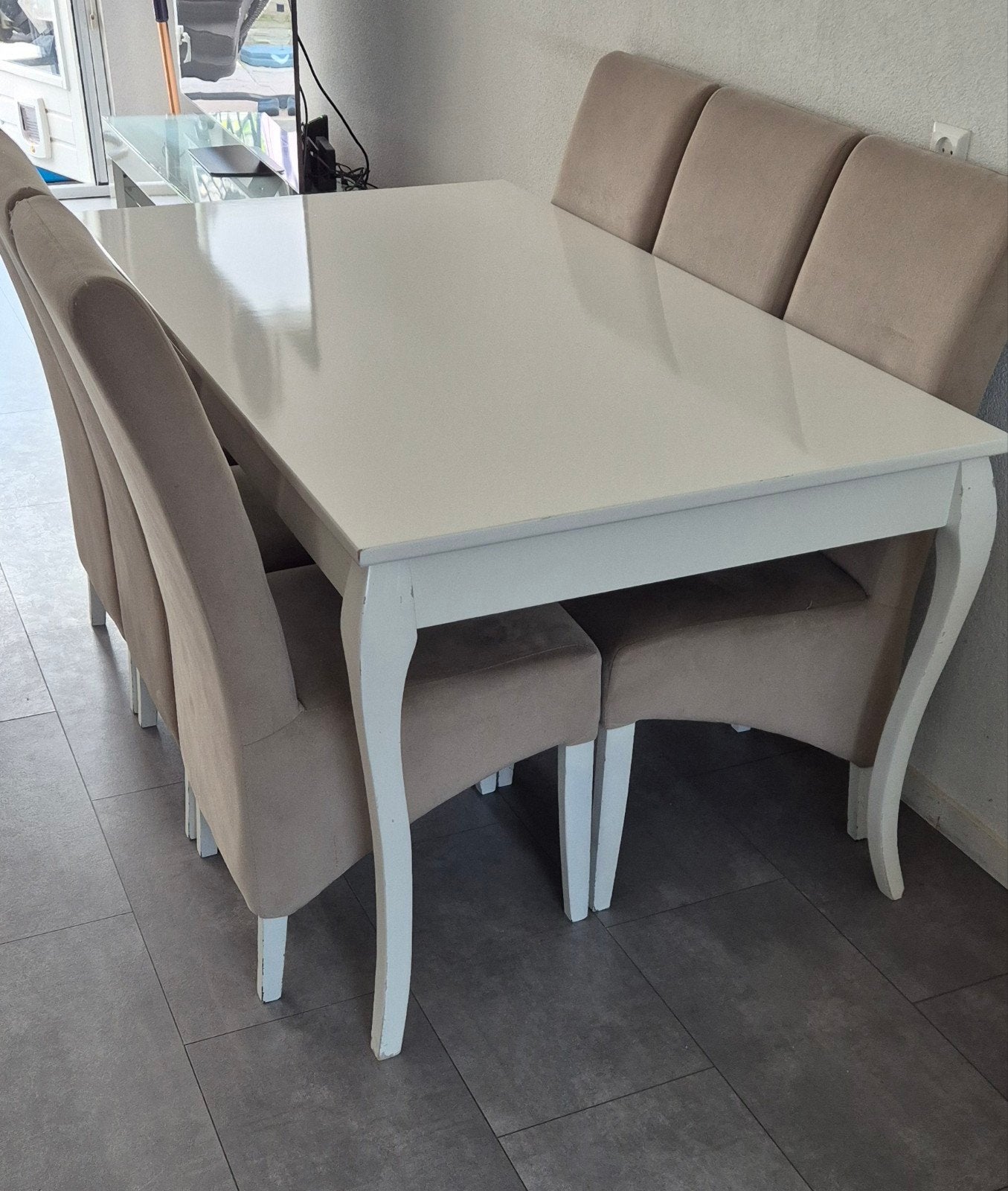Eettafel met 6 stoelen en salontafel, Ophalen, Overige materialen, Gebruikt, Vijf personen of meer