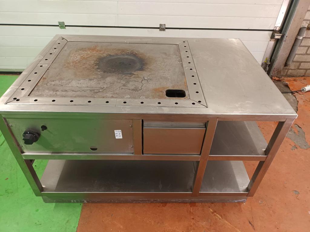 RVS teppanyaki bakplaat gas bakplaat groot top staat, Ophalen, Gebruikt, Fornuis, Frituur en Grillen