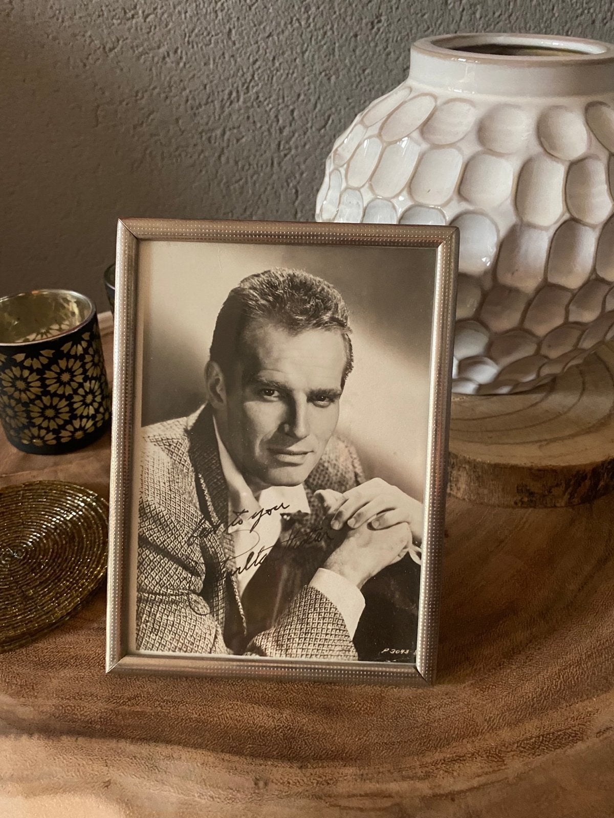 Gesigneerde foto Charlton Heston - Uniek verzamelobject, Ophalen of Verzenden, Zo goed als nieuw, Foto of Kaart, Gesigneerd