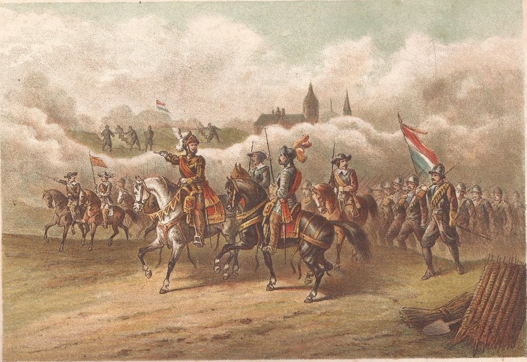 Frederik Hendrik voor 's-Hertogenbosch Litho 19e eeuw, 1800 - 1899, Militair, 22 cm, Ophalen of Verzenden