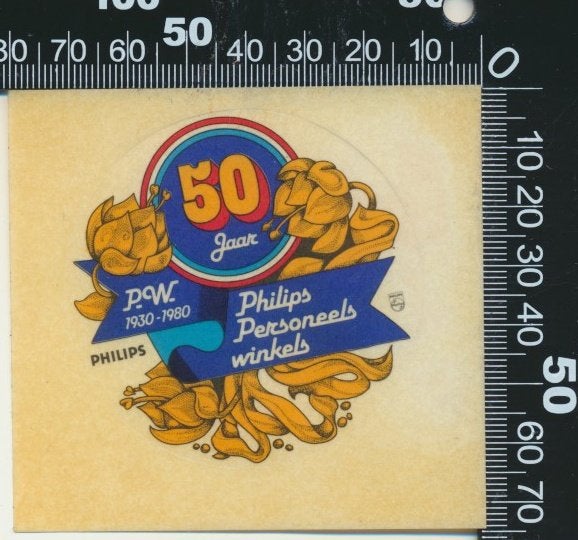 Sticker: Philips - Personeels Winkels - 50 Jaar (2), Verzamelen, Stickers, Ophalen of Verzenden, Zo goed als nieuw, Bedrijf of Vereniging