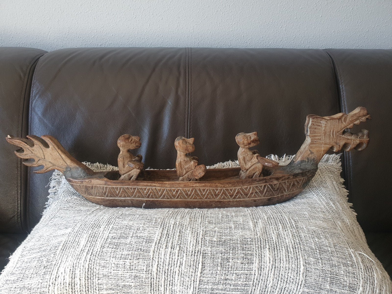 Grote hardhouten handgesneden drakenboot, Antiek en Kunst, Ophalen of Verzenden