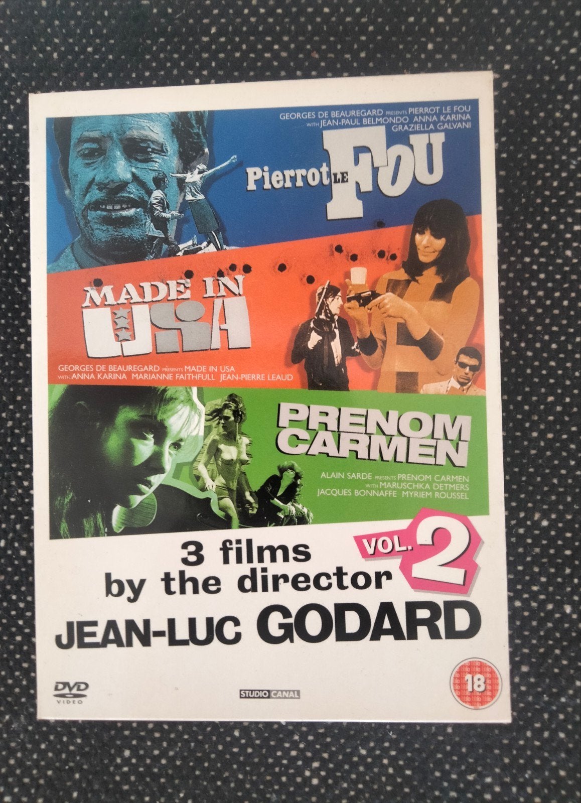 Jean-Luc Godard: 3 Films Vol. 2 DVD Pierrot le Fou, Vanaf 18 jaar, Ophalen of Verzenden, Gebruikt