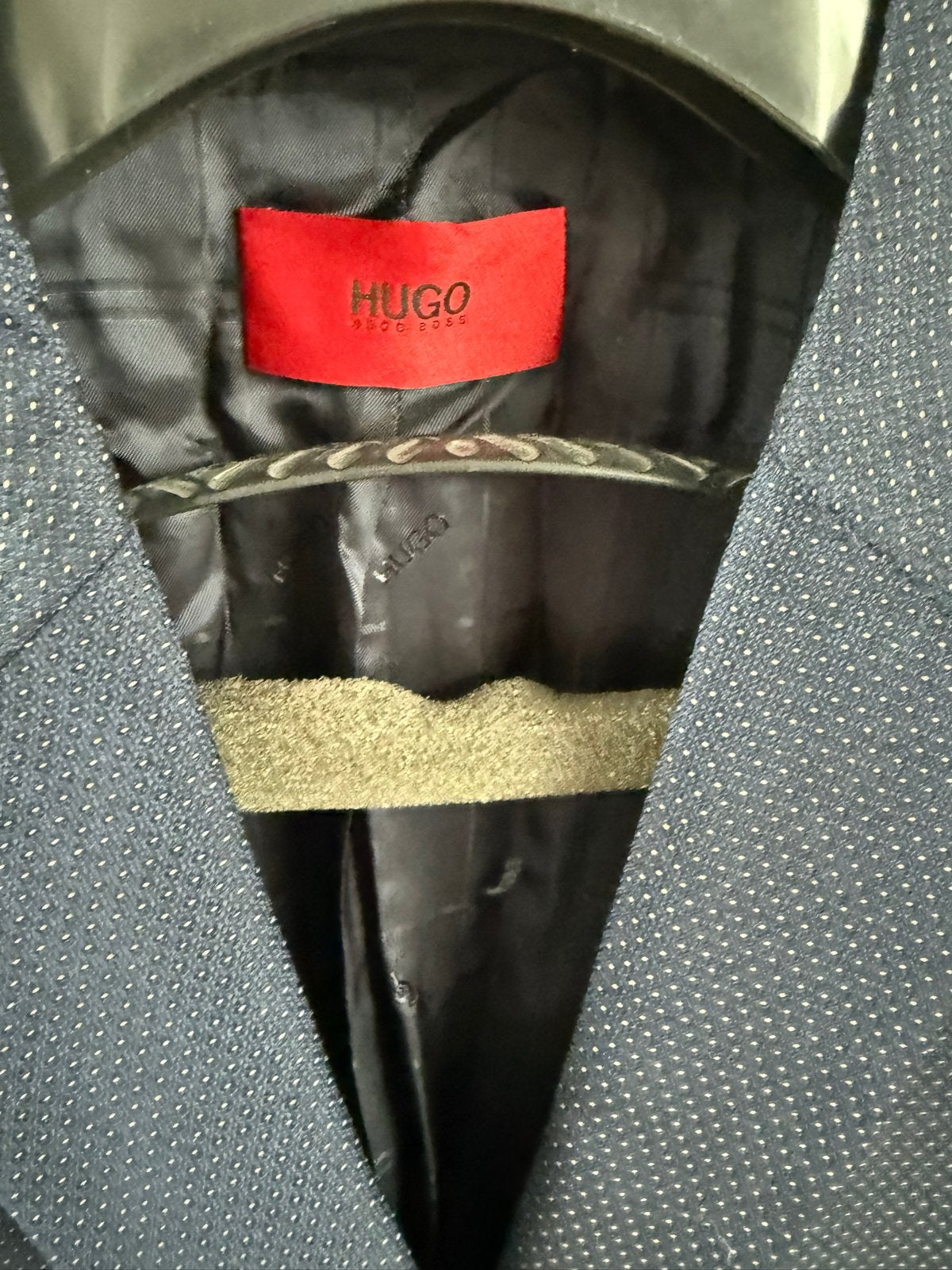 Hugo Boss Heren Colbert - Donkerblauw met stippen, Ophalen of Verzenden, Zo goed als nieuw, Maat 48/50 (M), Blauw