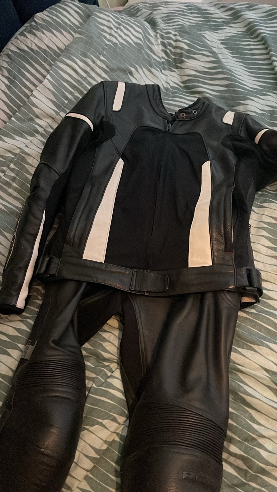 Richa Dames Motorbroek Maat 42 - Zwart/Wit Leer, Motoren, Ophalen, Tweedehands, Dames, Combipak