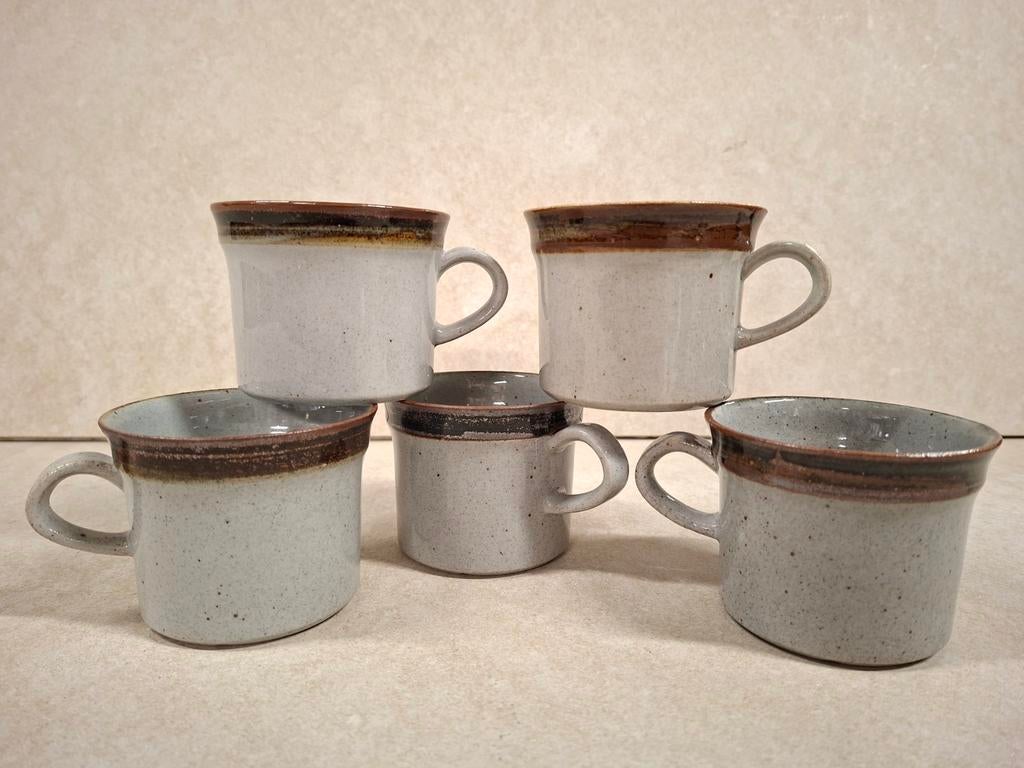 Set van 5 Knabstrup Keramik mokken - Vintage Deens design, Gebruikt, Verzenden, Keramiek, X