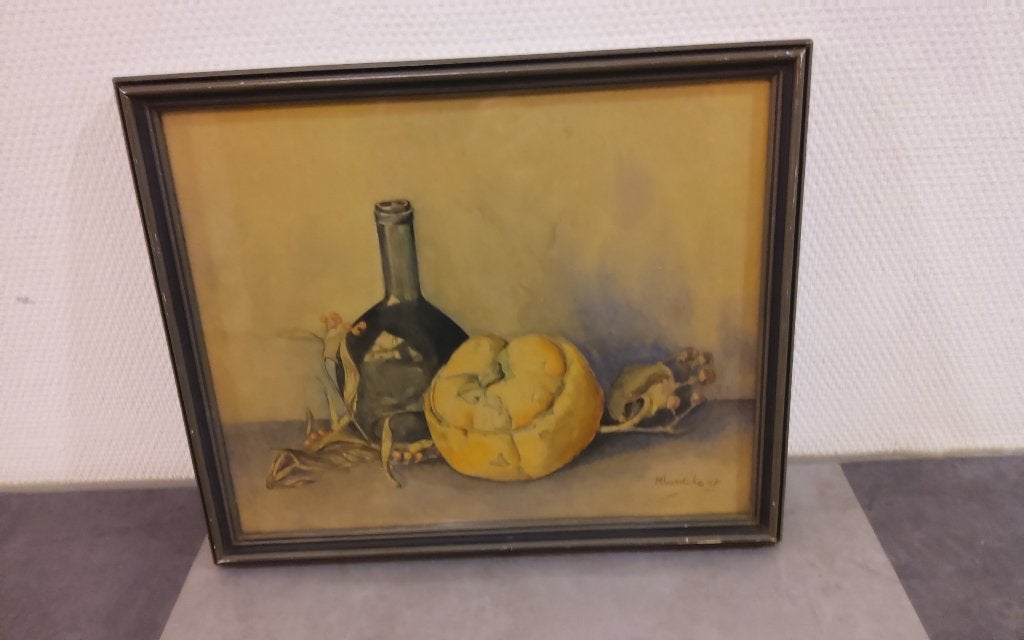 Aquarel ges. H. Landsheer in lijst met glas:40x32cm, Ophalen