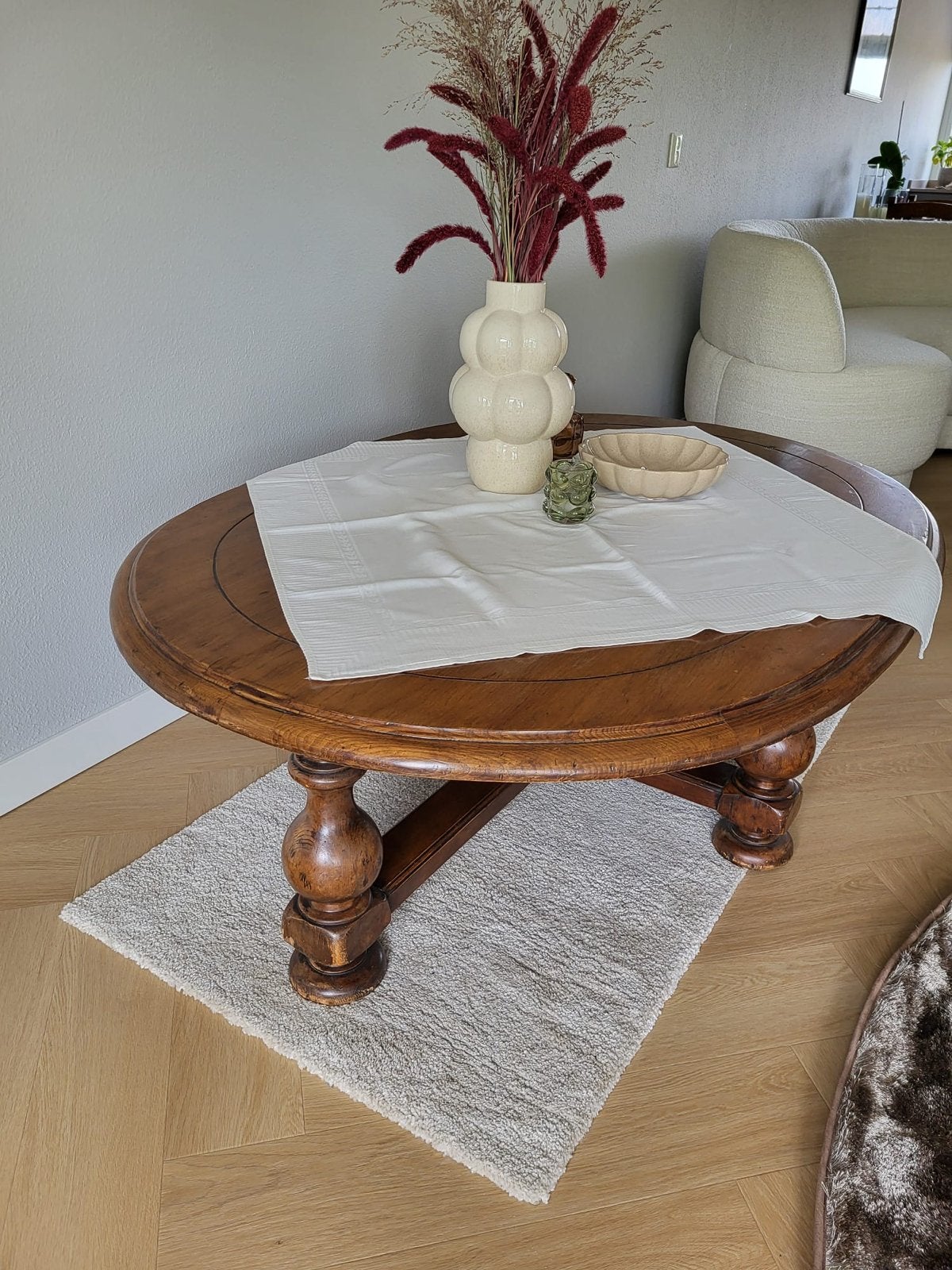 Antieke houten salontafel - Ovaal, Ophalen