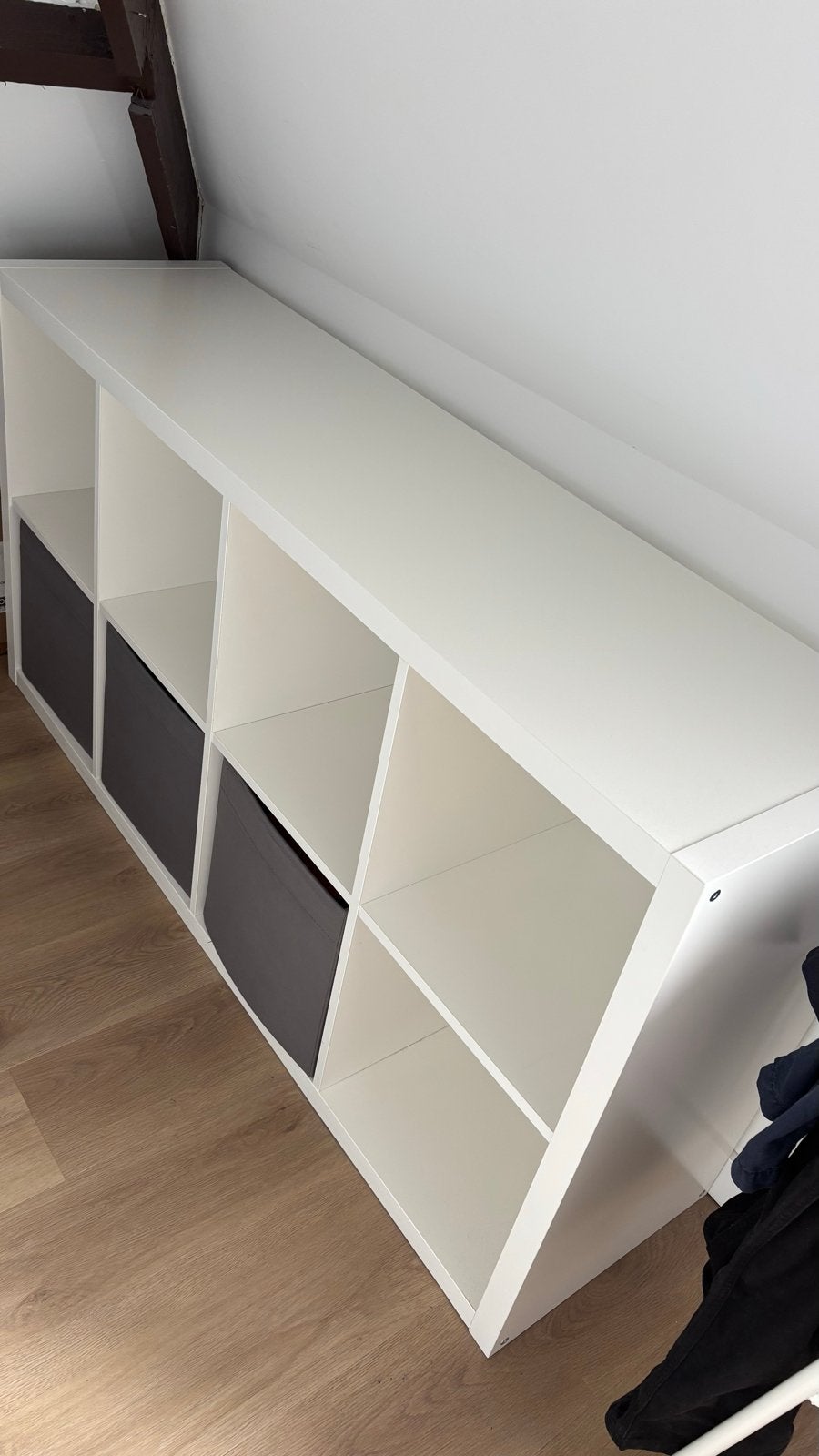 IKEA Kallax kast wit 77x147cm met 4 Drona bakken grijs, Ophalen, Gebruikt