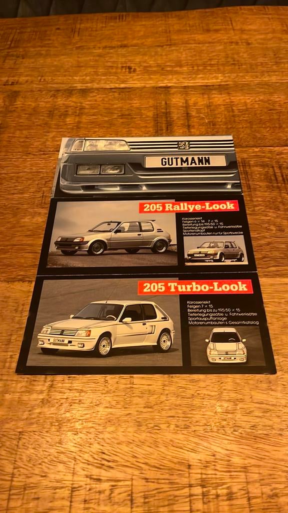 2 Gutmann brochures (Peugeot tuner), Ophalen of Verzenden, Zo goed als nieuw, Peugeot