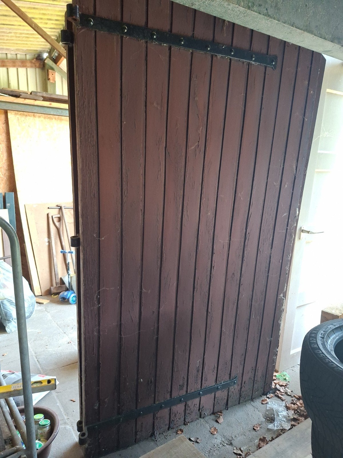 Set zware oude houten schuur-/staldeuren, Doe-het-zelf en Verbouw, Ophalen of Verzenden, Gebruikt, Hout, Overige typen