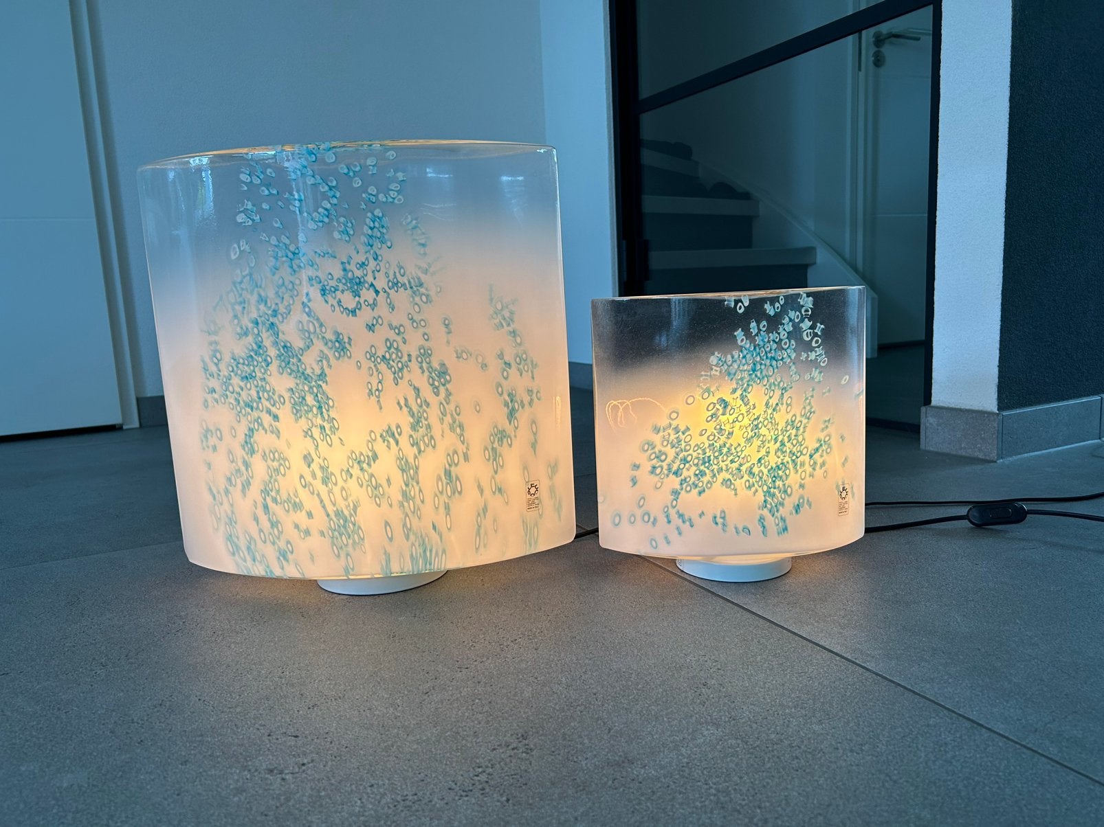 Leucos Idra Rosanna Toso murano XL glazen lampen set 1980, Ophalen, Zo goed als nieuw