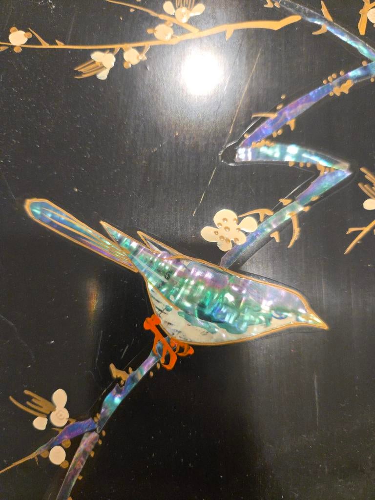 Vintage Aziatische Lakdoos met Parelmoer Inleg en Vogel, Antiek en Kunst, Kunst | Niet-Westerse kunst, Ophalen of Verzenden