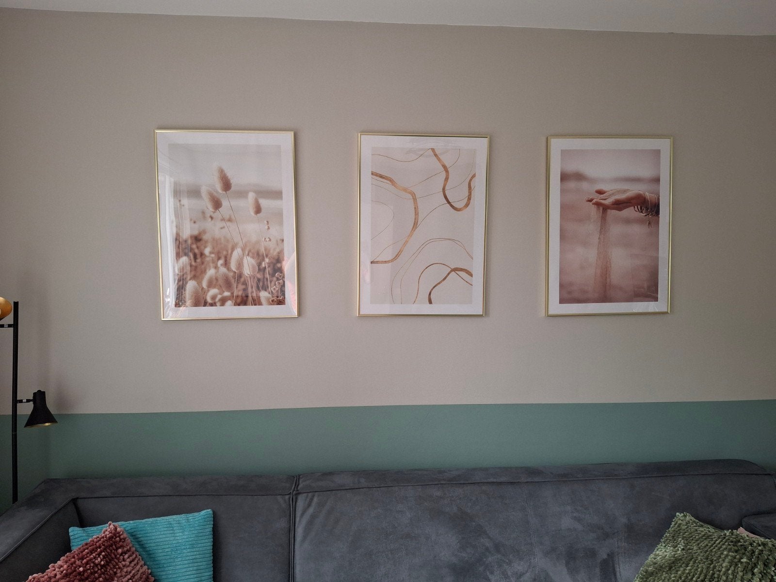 Set van 3 ingelijste posters met gouden lijsten, Ophalen, Hangend, Ingelijst werk, Zo goed als nieuw