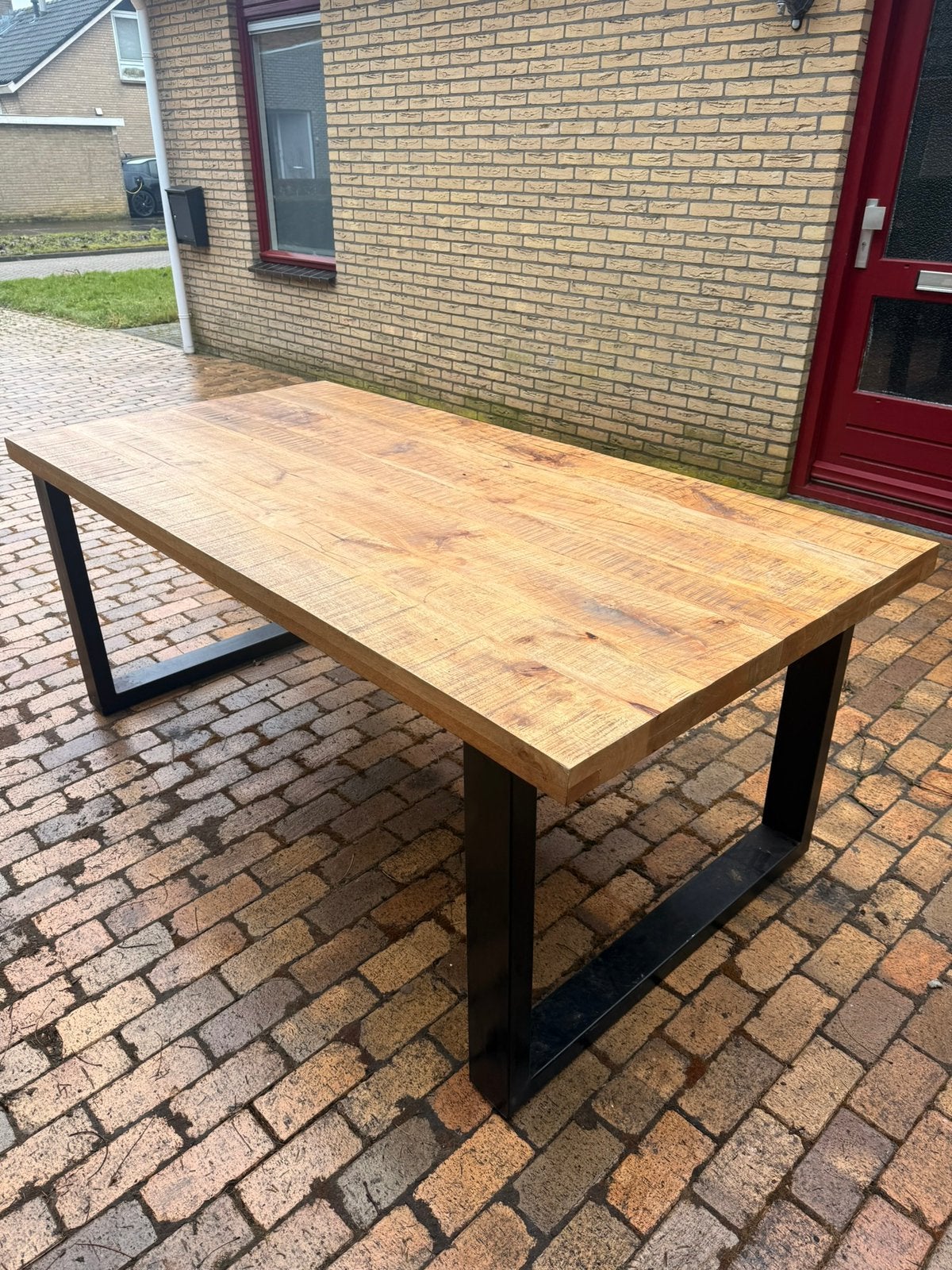 Mangohouten eettafel, Ophalen, Overige materialen, 200 cm of meer, 50 tot 100 cm
