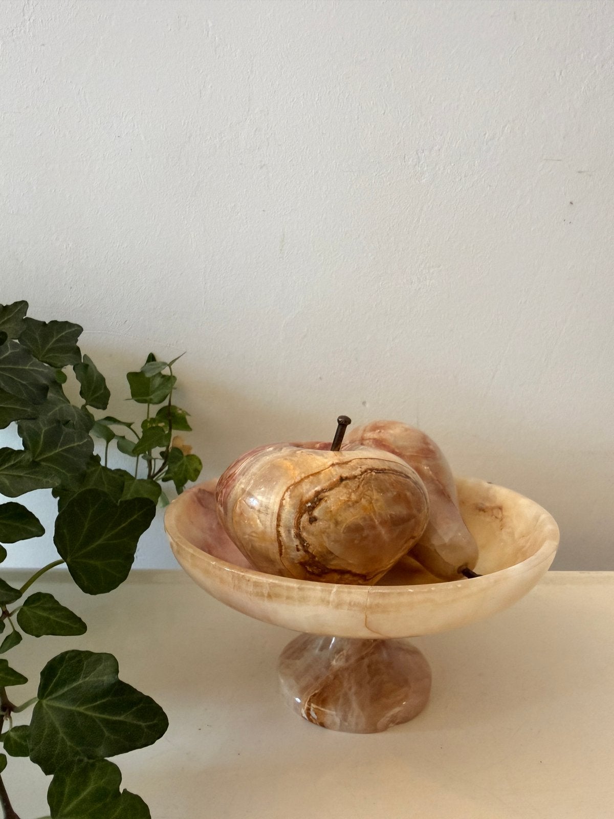 Italiaanse design fruitschaal met peer en appel onyx, Ophalen of Verzenden