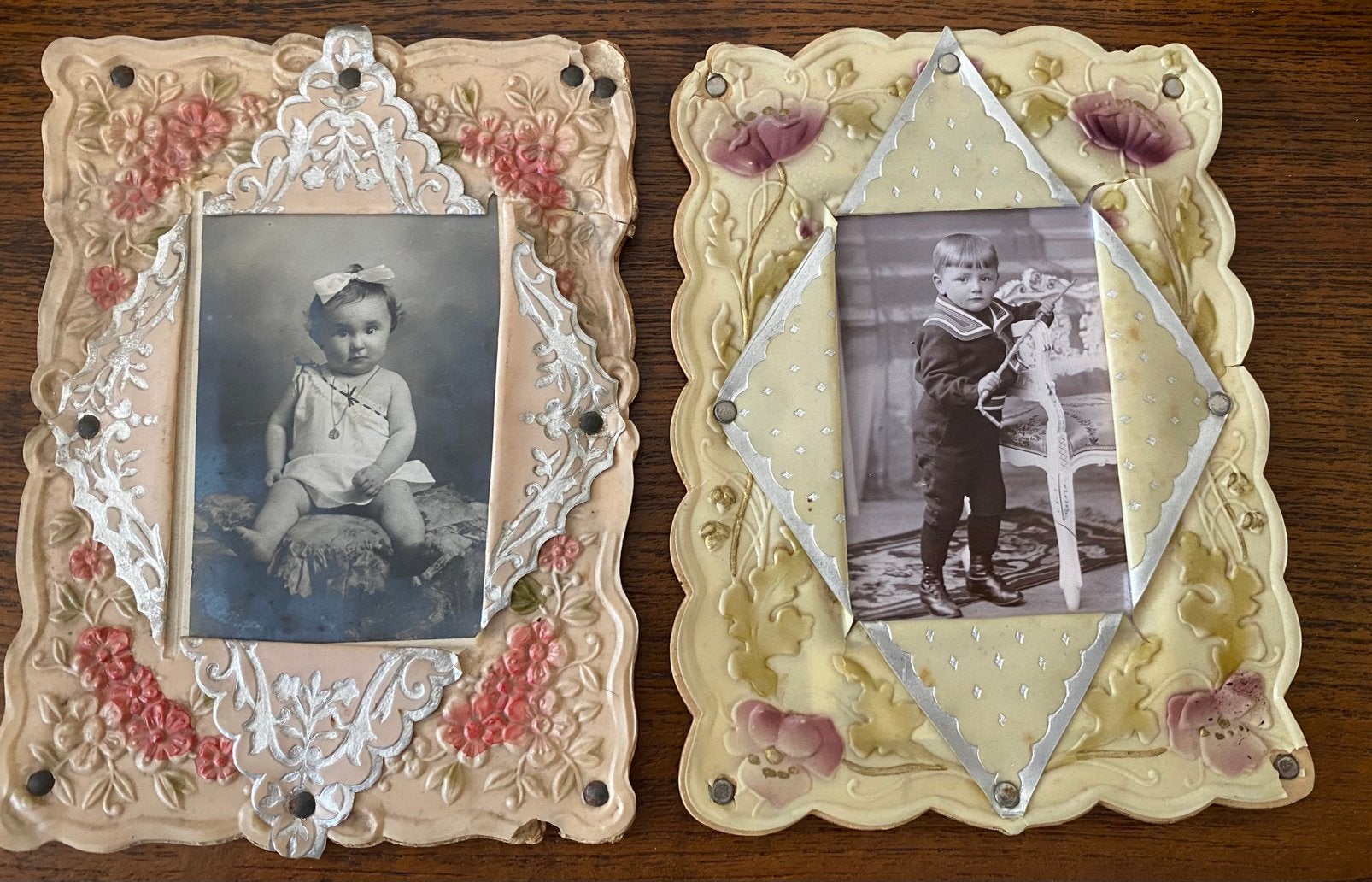 2 zeldzame antieke celluloid fotolijstjes uit 1910/20, Antiek en Kunst, Ophalen of Verzenden