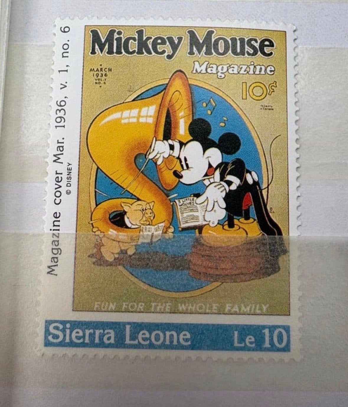 Mickey Mouse Magazine cover 1936 postzegel Sierra Leone, Ophalen of Verzenden, Postfris