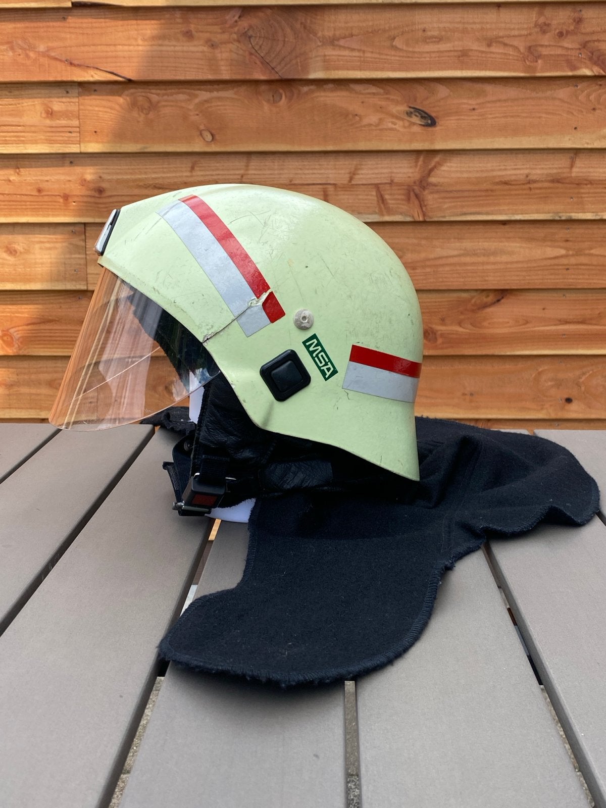 Gebruikte MSA brandweerhelm met vizier, Ophalen of Verzenden, Met vizier, Gebruikt