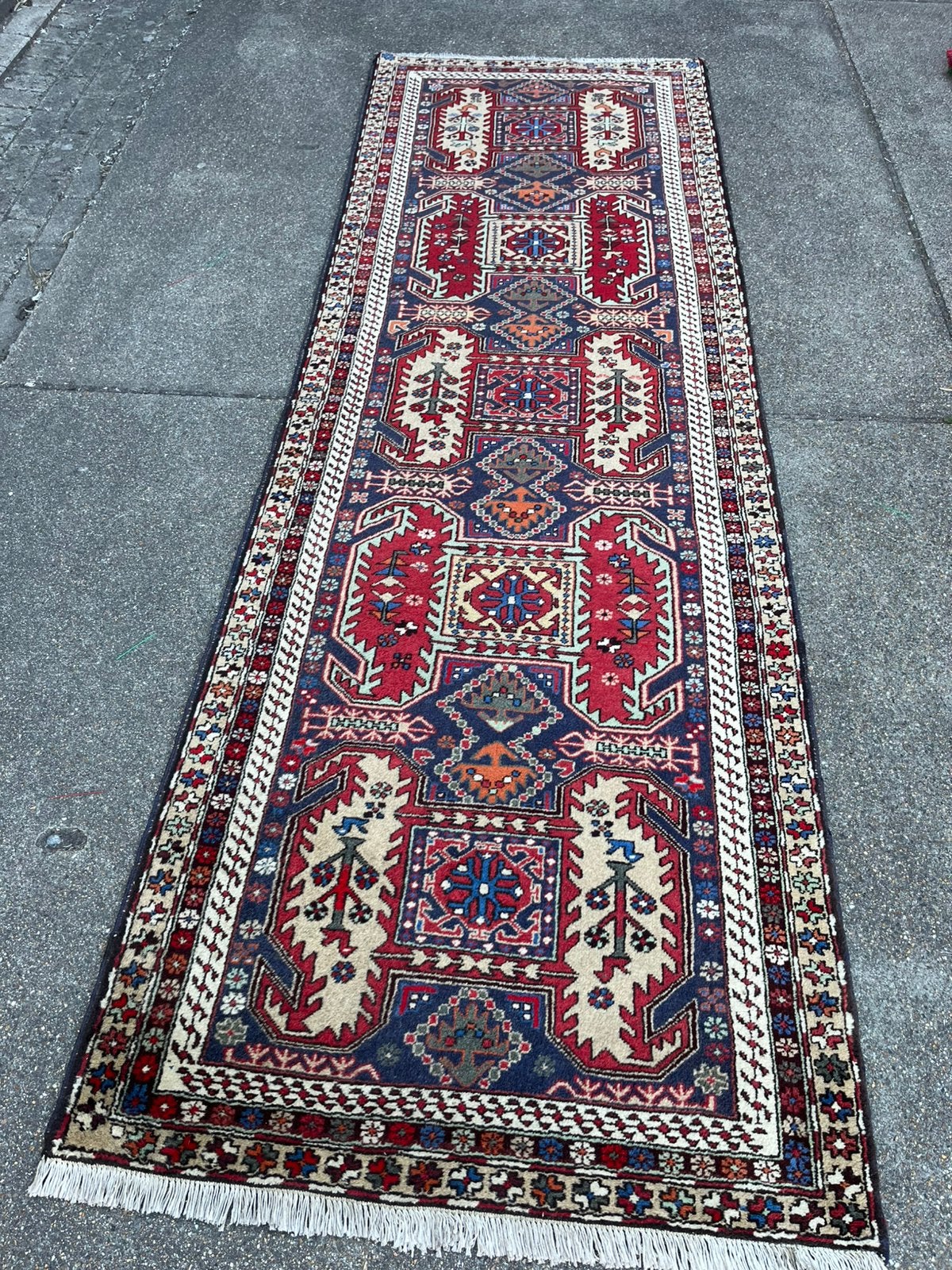 Perzische tapijt handgemaakte iran 290x93,, Ophalen, Crème, 200 cm of meer, 50 tot 100 cm