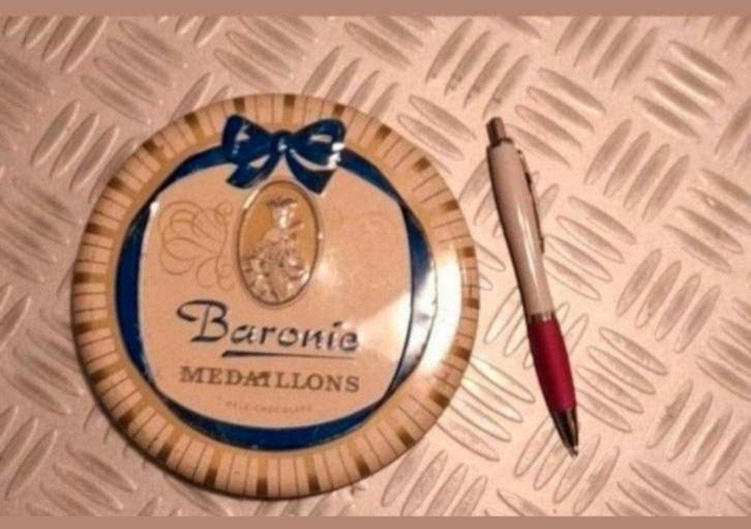 Vintage Baronie Chocolade Medaillons Blik, Verzamelen, Ophalen of Verzenden, Gebruikt, Overige, Overige merken