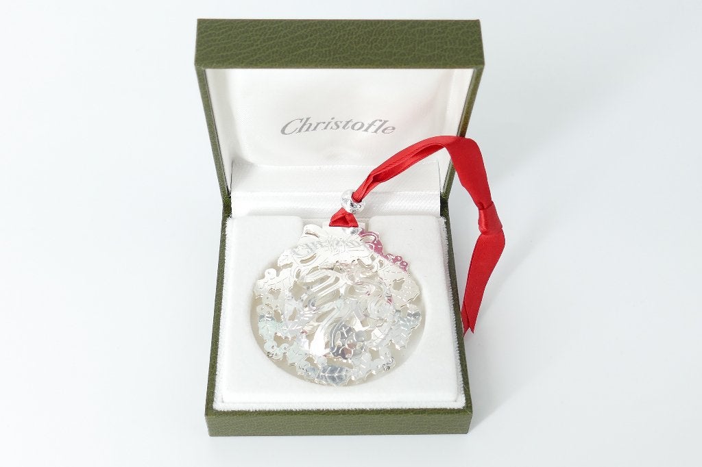 Christofle 1994 Boeket Kerst ornament - in bewaardoos, Antiek en Kunst, Antiek | Goud en Zilver, Ophalen of Verzenden, Zilver