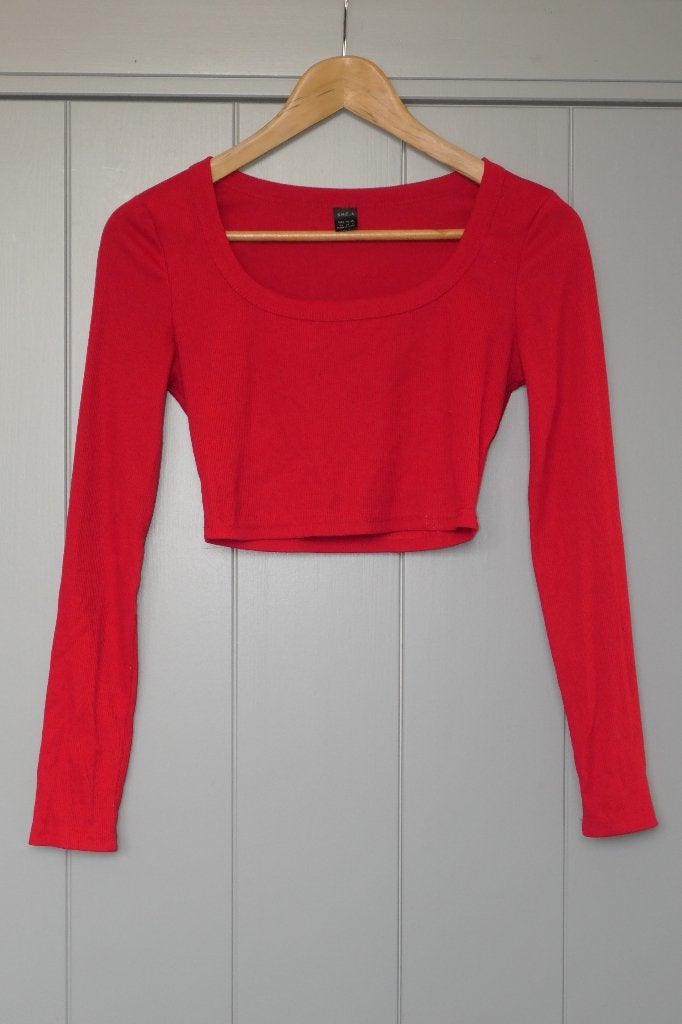 Top rood lange mouw | XS | Shein, Kleding | Dames, Tops, Ophalen of Verzenden, Zo goed als nieuw, Lange mouw, Maat 34 (XS) of kleiner