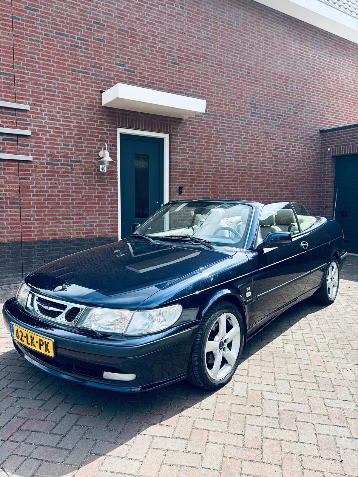 Saab 9-3 2.0 T Cabrio 2003 Blauw, Auto's, Voorwielaandrijving, Beige, 4 cilinders, Cabriolet