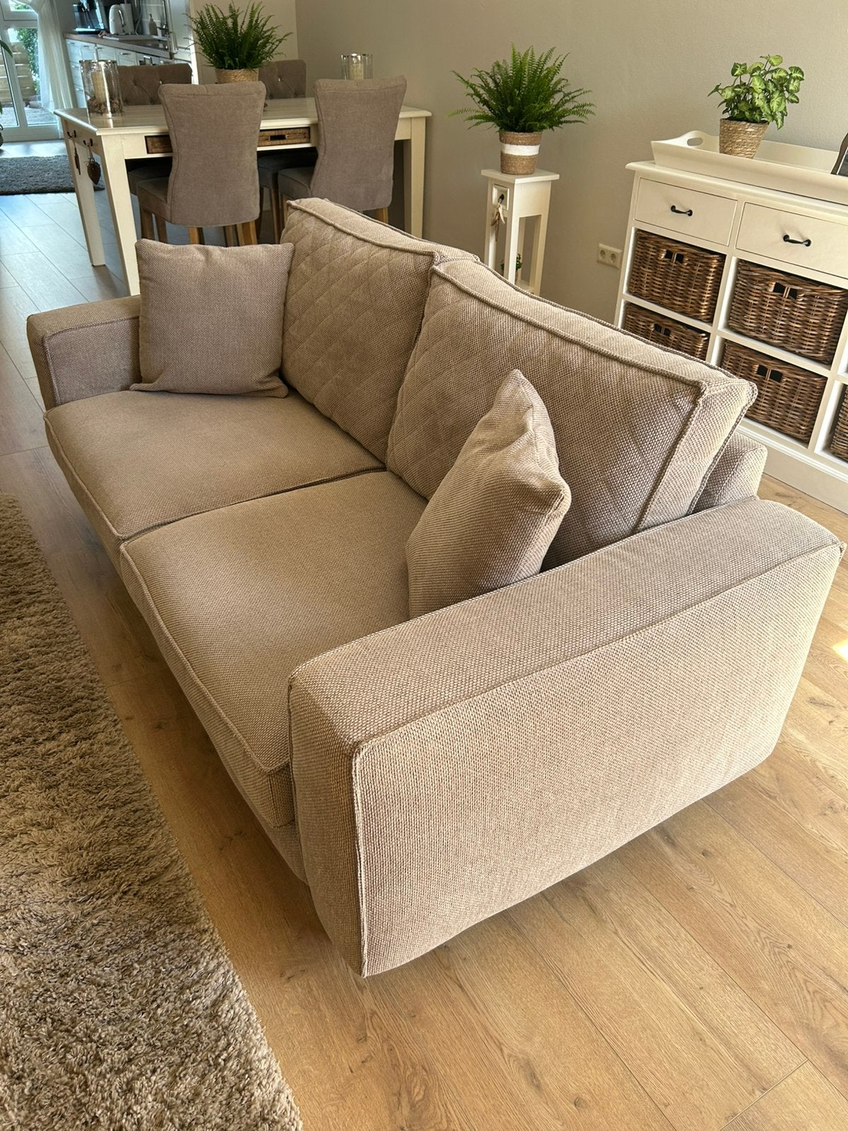 Rivièra Maison 2 1/2 Zitsbank + Fauteuil als nieuw, Ophalen, Zo goed als nieuw, 75 tot 100 cm, Tweepersoons