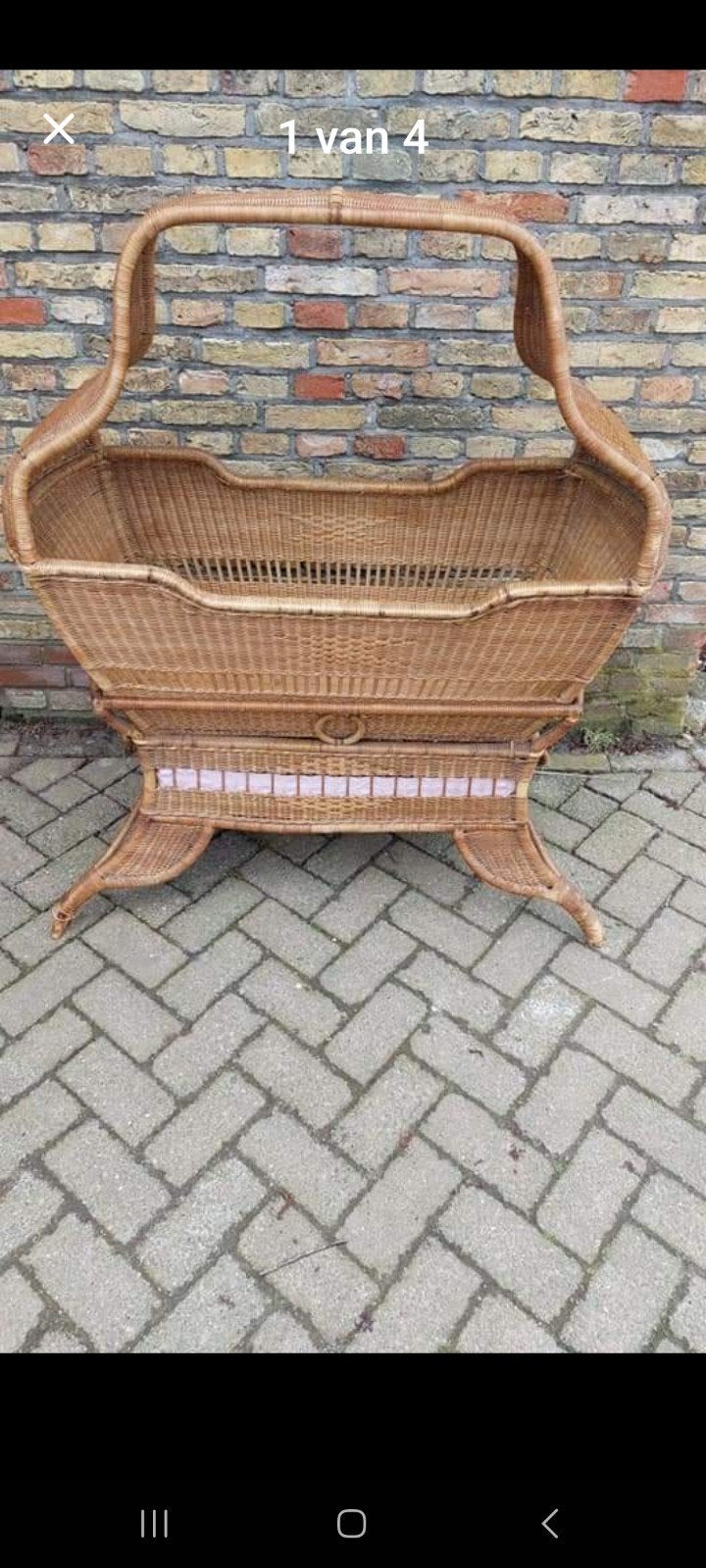 Vintage rieten wieg - Handgemaakt en uniek, Ophalen of Verzenden, Gebruikt, Wieg