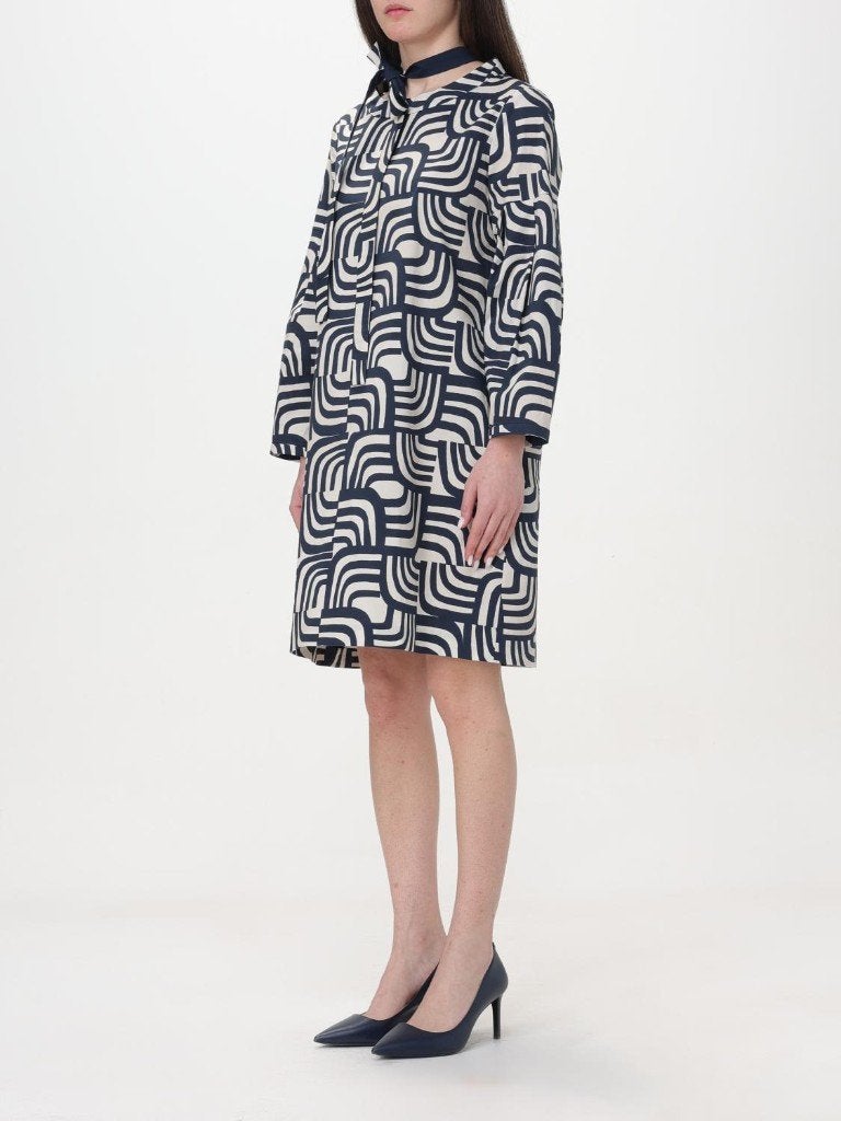 Nieuwe S’Max Mara jurk maat 44 – donkerblauw/crème, Nieuw, Knielengte, Verzenden, Blauw