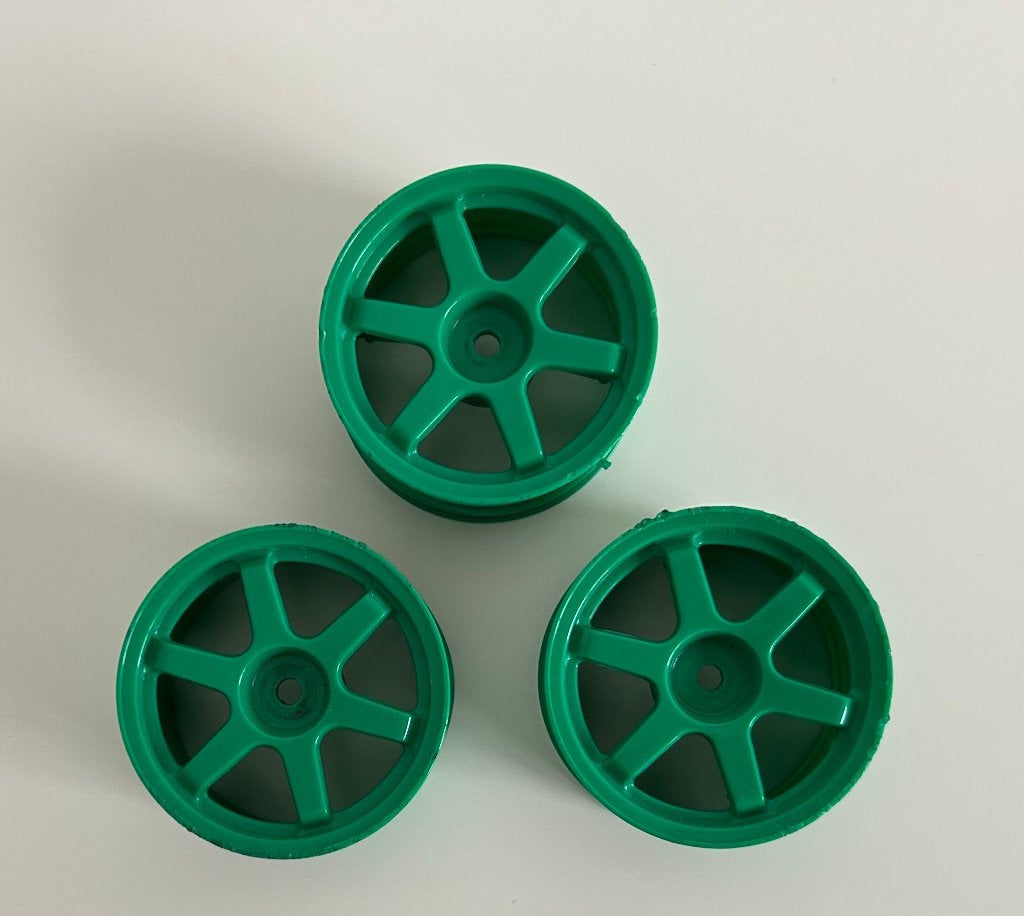 3x Tamiya velgen groen 1/10 rc auto, Hobby en Vrije tijd, Ophalen of Verzenden, Gebruikt, Onderdeel