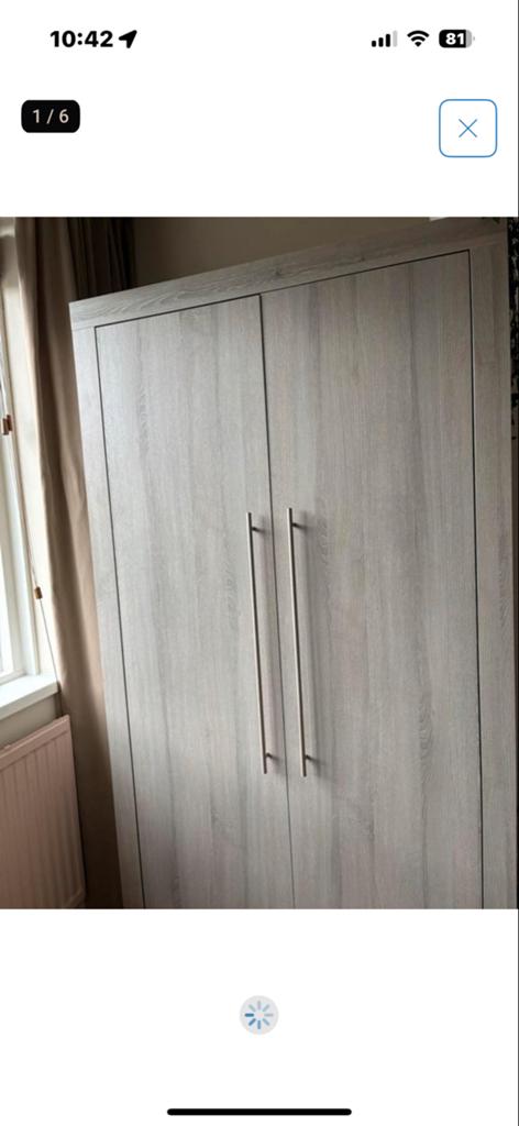 Kledingkast en commode in lichte houttint, Ophalen, 50 tot 100 cm, Zo goed als nieuw, Met lade(s)