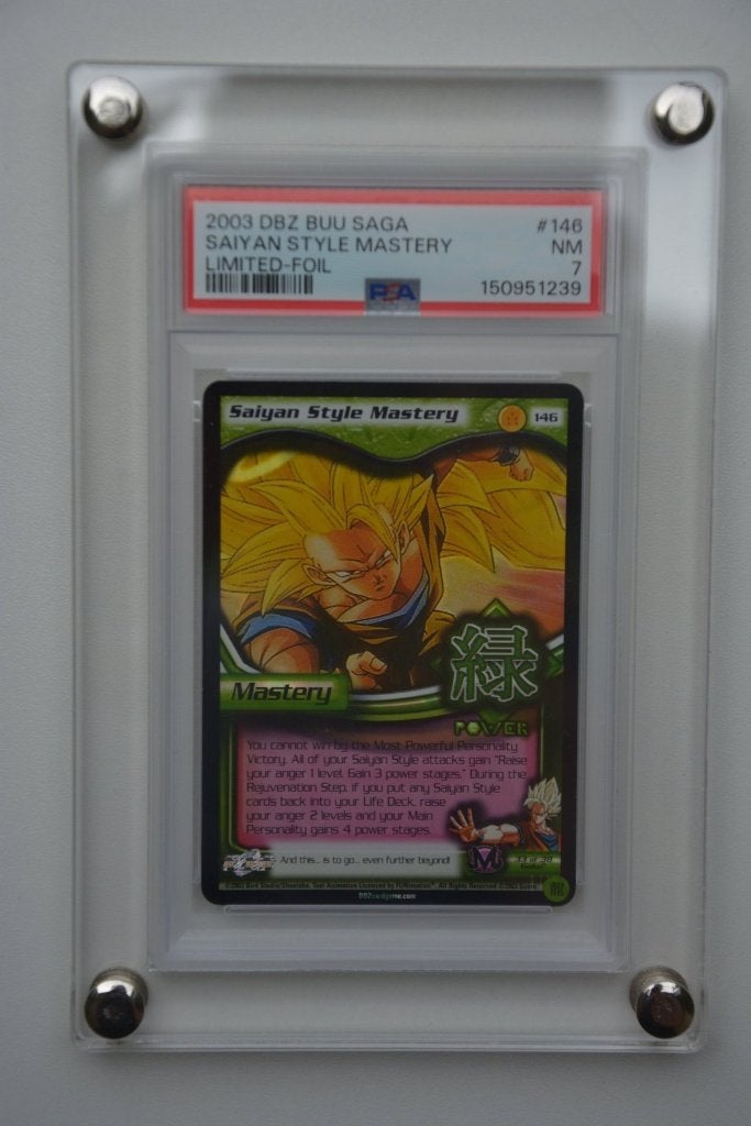 Dragonball Z Score Saiyan Style Mastery Foil Limited PSA 7, Ophalen of Verzenden, Gebruikt, Losse kaart, Foil
