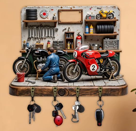 Prachtig metalen sleutelrek Motor Garage (30x23cm), Huis en Inrichting, Ophalen of Verzenden, Nieuw, Wandhanger