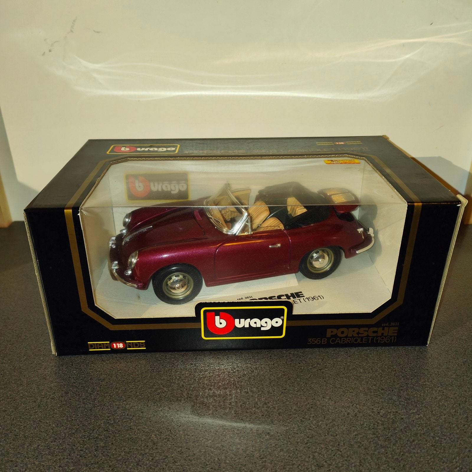 Burago Porsche 356 B Cabriolet (1961) - Die-cast model, Hobby en Vrije tijd, Modelauto's | 1:18, Nieuw, Auto, Bburago, Ophalen of Verzenden